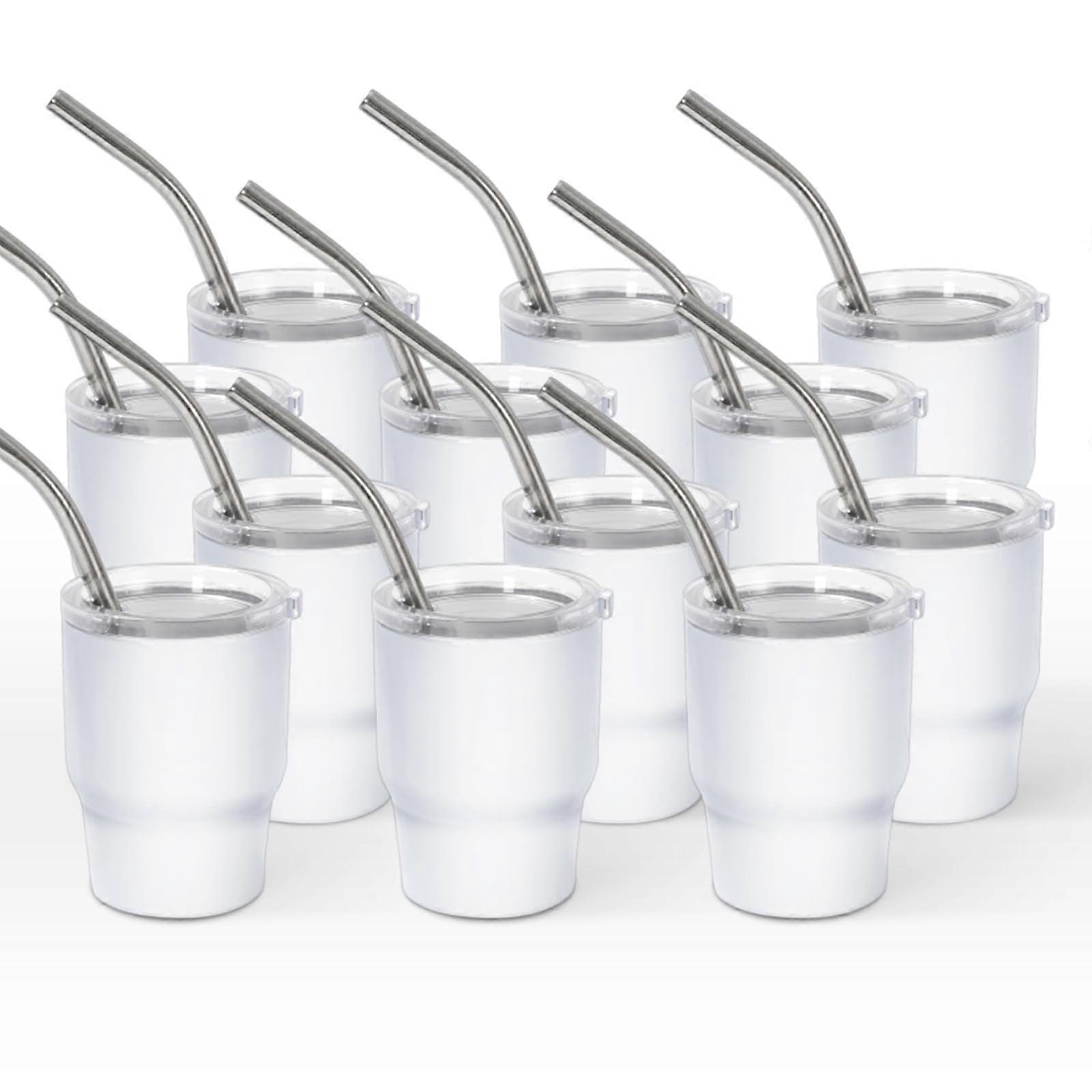 12 Pcs Mini Shot Tumblers Home for Bar 2OZ White