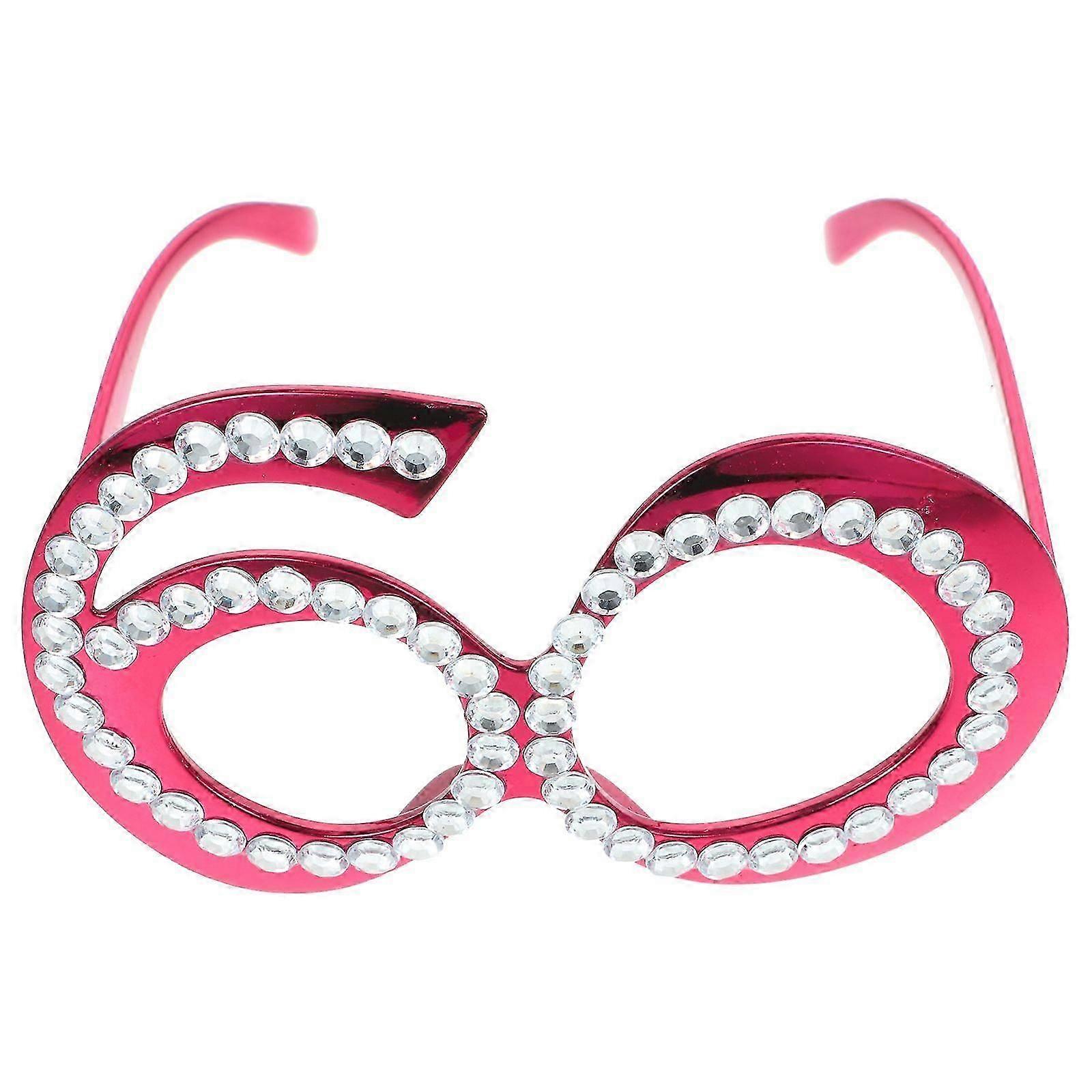 1 Pair of Rhinestone Birthday Eyeglasses 60th Birthday Party Eyewear Photo Booth Prop Party Supplies