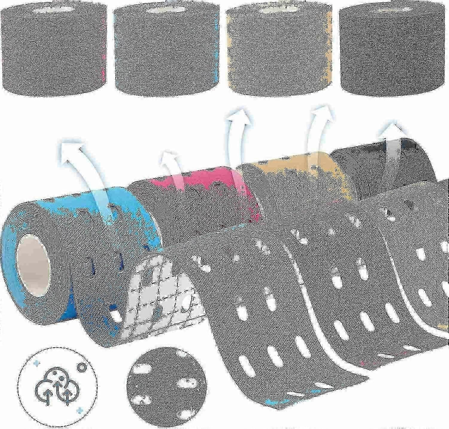 Nastro kinesiologico medico professionale a 4 rotoli, design perforato, nastro kinesiologico per ginocchia, spalle 5mx5cm