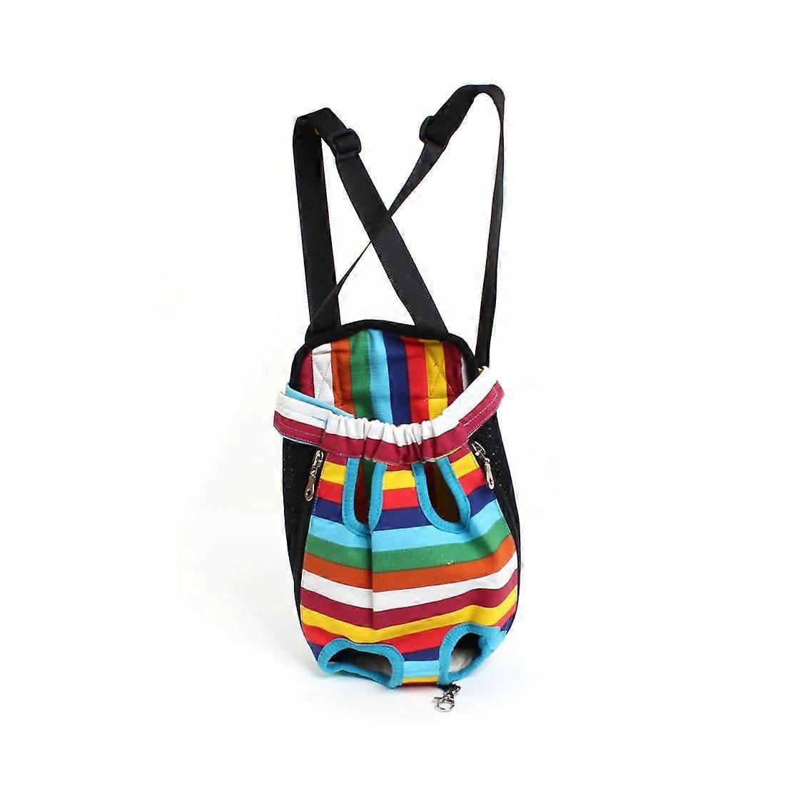 Stripe Pattern Mesh Zipper Closure Pet Travel Carry Bag, Small, Colorful