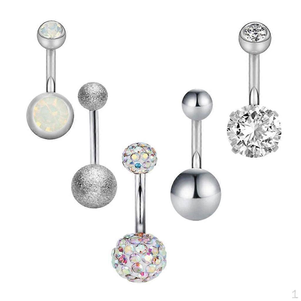5 Pcs Ball Tongue Bar Stud Barbell Body Jewelry Kit