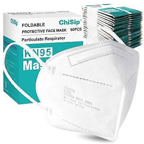 Kn95 Face Masks 50 pack, Individually Wrapped Cup Dust Safety Masks 5 Layer Protection Mask for Adult, Men, Women, Indoor, Outdoor Use, White