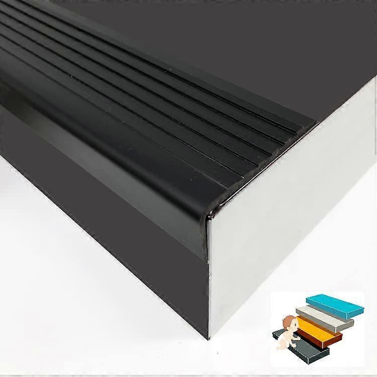 L-Shaped Staircase Edge Protector, Self-Adhesive Rubber, Non-Slip Ladder Edges, Durable Safety Guard, Black Color