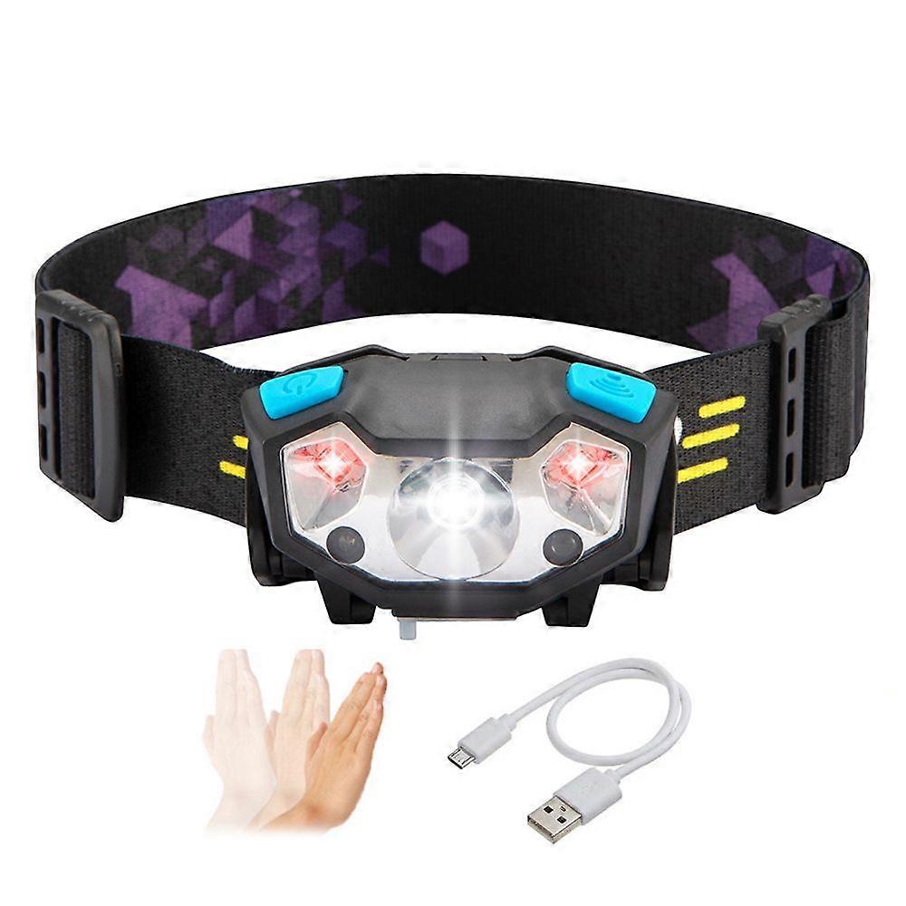 Smart waving induction outdoor riding and running portable mini USB rechargeable glare headlight