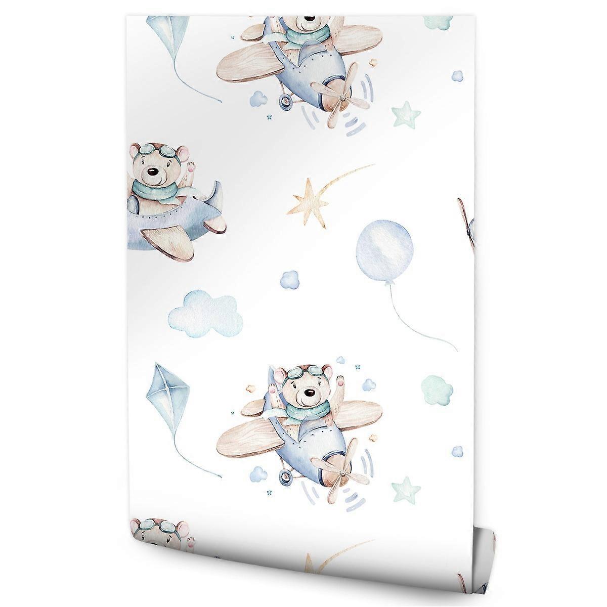 Baggrunde til børn Bamser Fly Skyer Balloner Boho Style