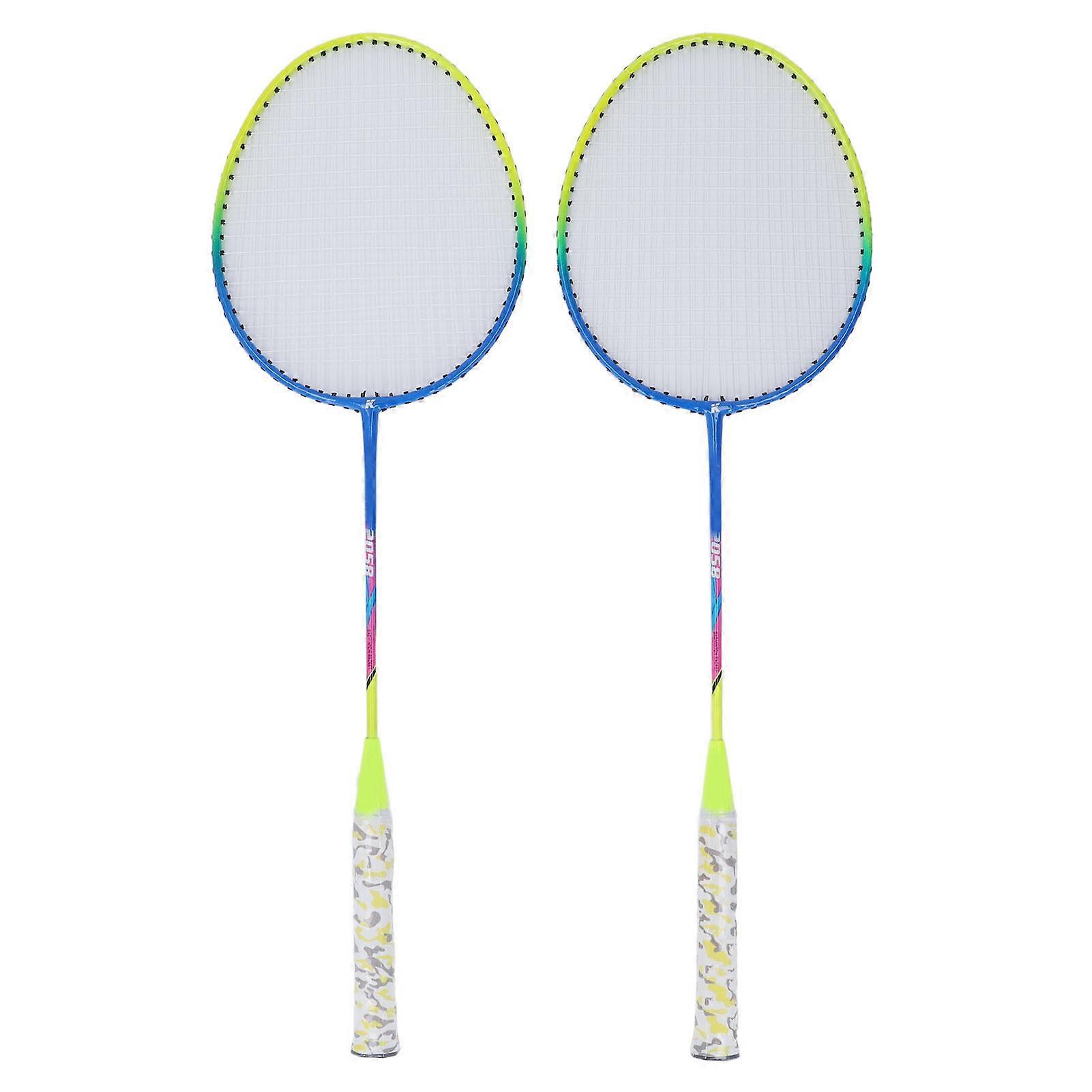 2Pcs Yellow Light Frame Large Sweet Spot Anti Slip Double Badminton Racket with Storage Bag
