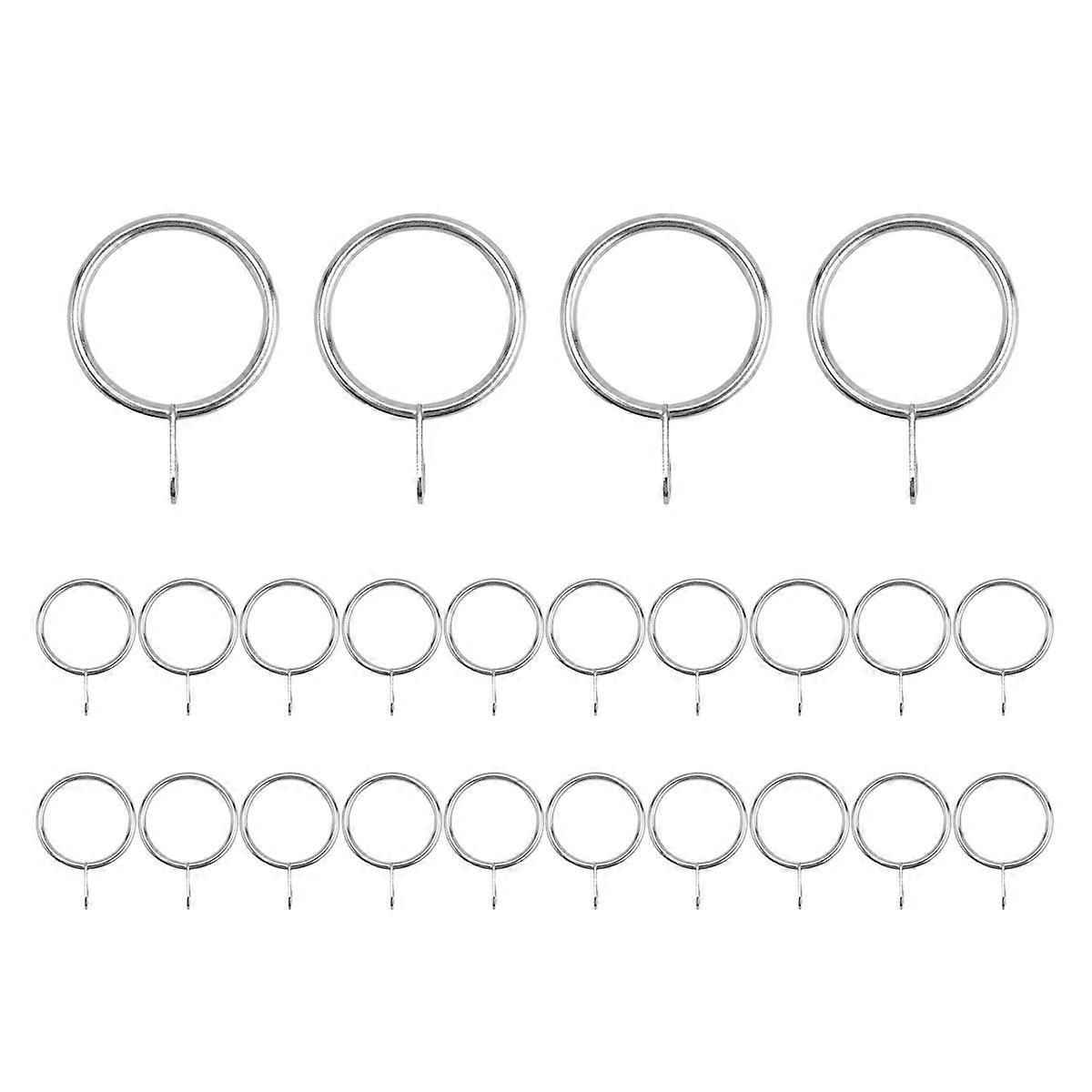 24 Pack Metal Curtain Rings, 30mm Internal Diameter Eyelets, Silver