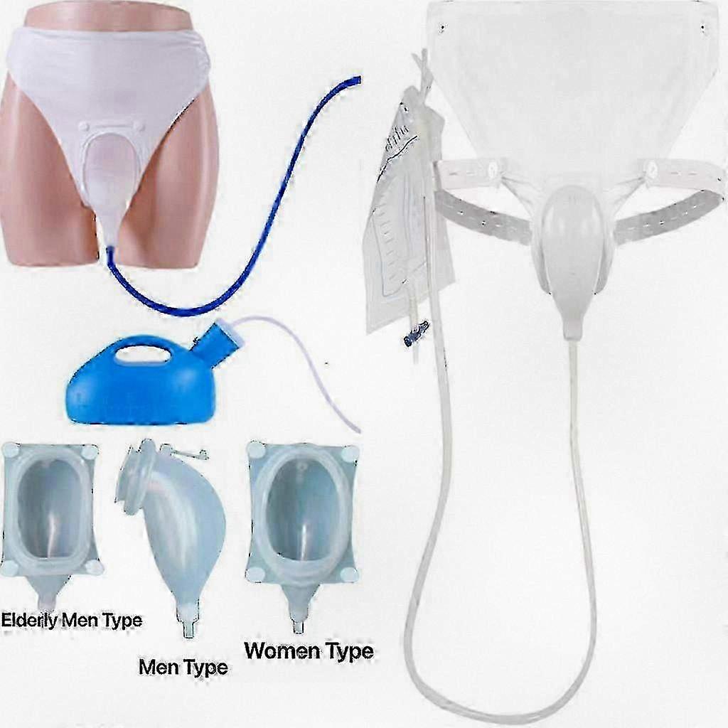Silicone Urine Collector, 3 Types Available with 2 Urine Catheter Bags Suitable for Elderly Men