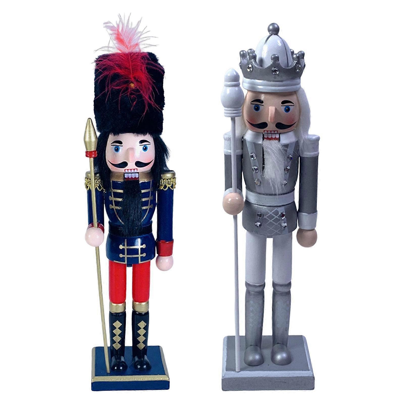 2pcs 12" Nutcracker Figures Nutcracker Model Handmade Decor Figures Collectible