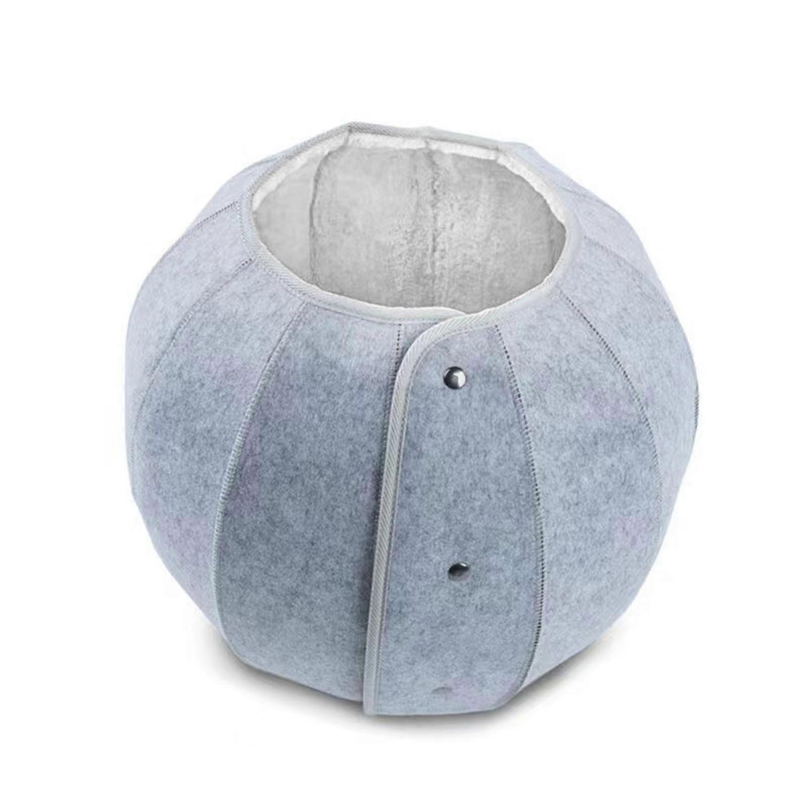 Cats Tunnel Bed Button Closure Detachable Playing Tube Condo Toy Plush Lining Soft Felt Hideout for Kitten Small Pet White