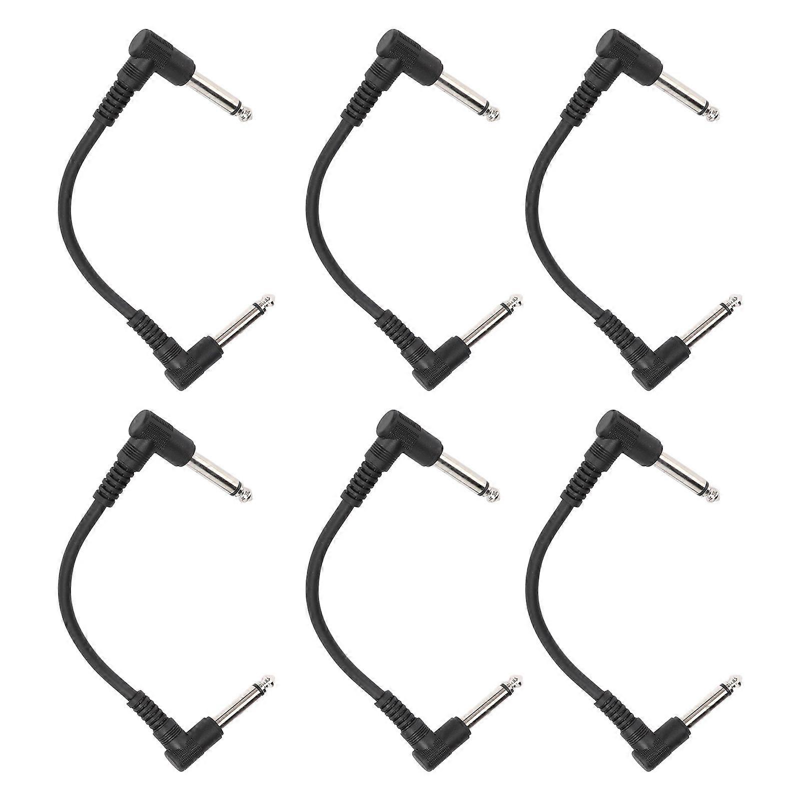 6 Pcs 15cm Right Angle Guitar Effect Pedal Patch Cables Black
