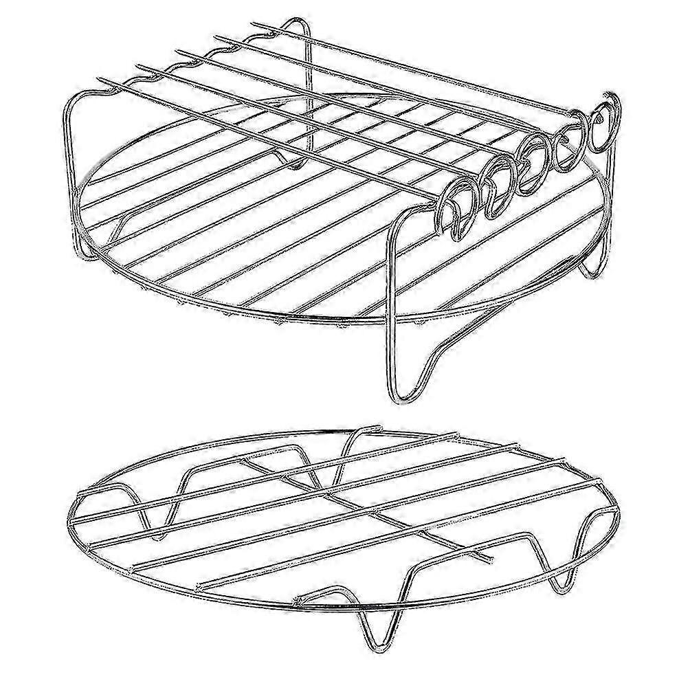 2 Pcs Air Fryer Accessories Multi-purpose Double Layer Rack With Skewer Suitable For Certain Brand XL P