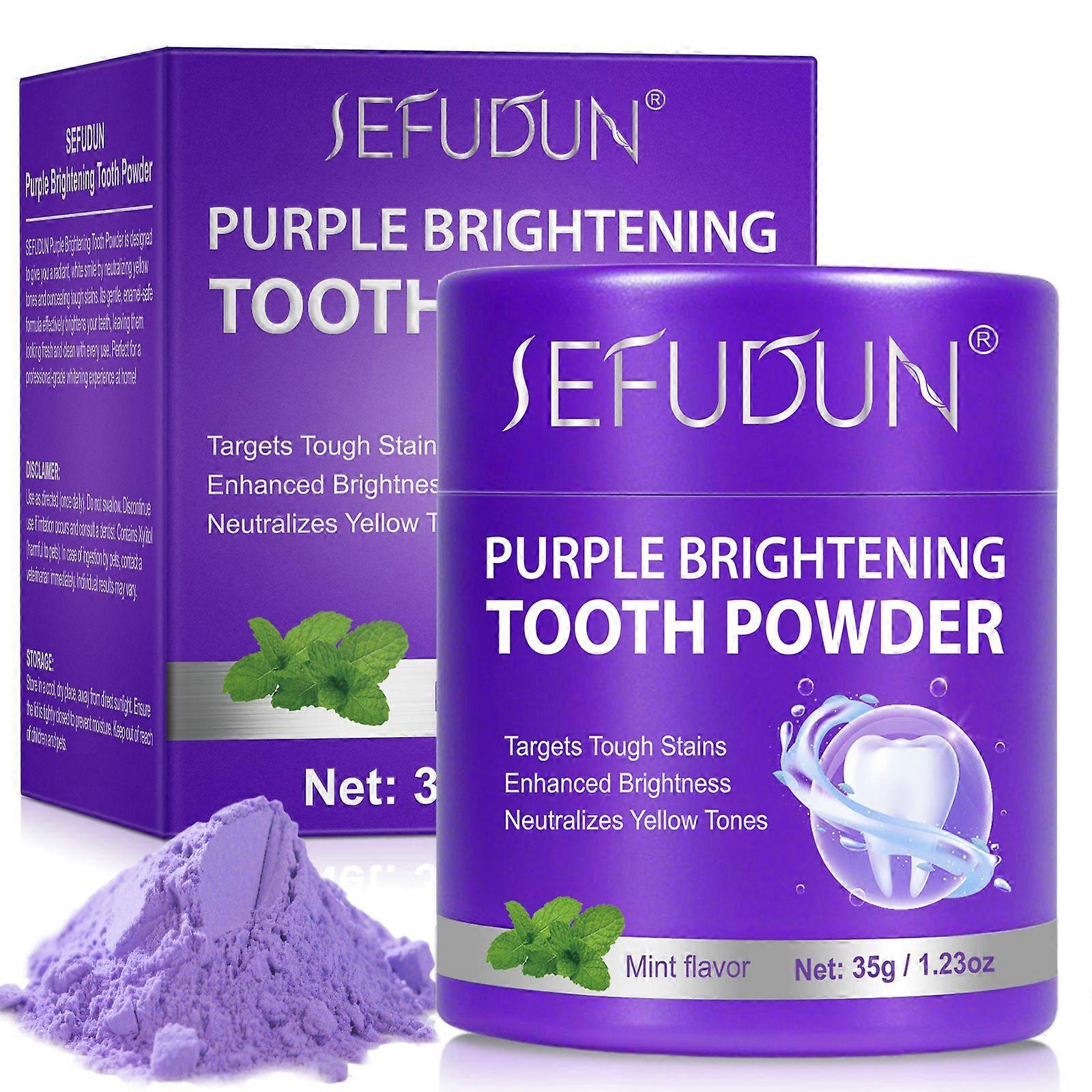 パープルトゥースホワイトニングパウダー パープル ジェントルトゥースホワイトナー 毎日の使用のための 汚れを取り除くエナメル質に優しいブライトニング