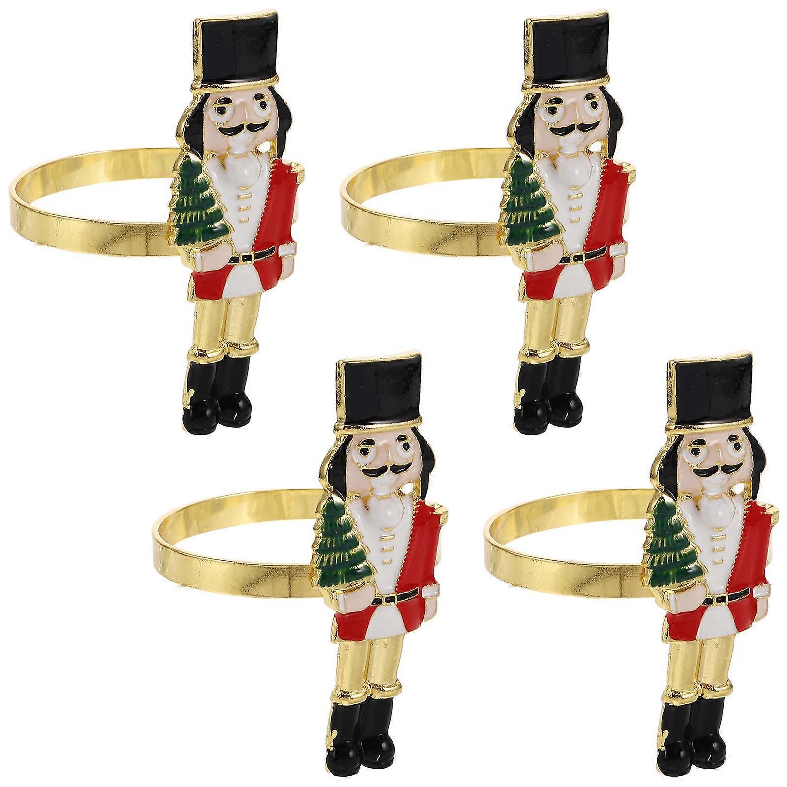 4pcs Nutcracker Napkin Rings Reusable Holiday Wedding Party Table Decor
