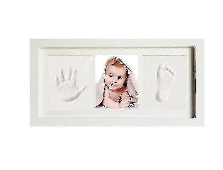 Baby Gift Sets Nontoxic Clay Baby Footprint Kit Memory Photo Frame Keepsake Handprint Wooden Home Decor Gift