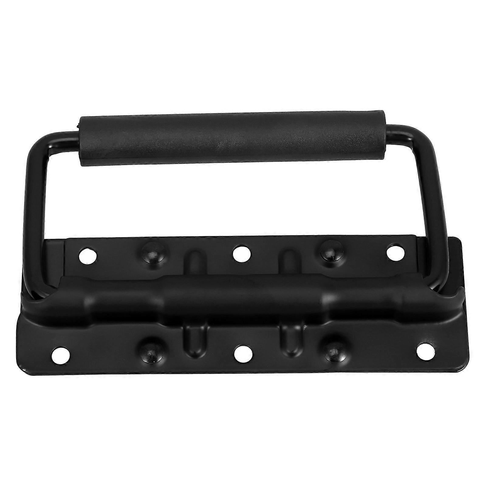 Black Spring Loaded Heavy Duty Case Handle with Grip for Luggage, Trunk, Flight Case, Toolbox & Speaker Box – Durable Design with Complete Accessories