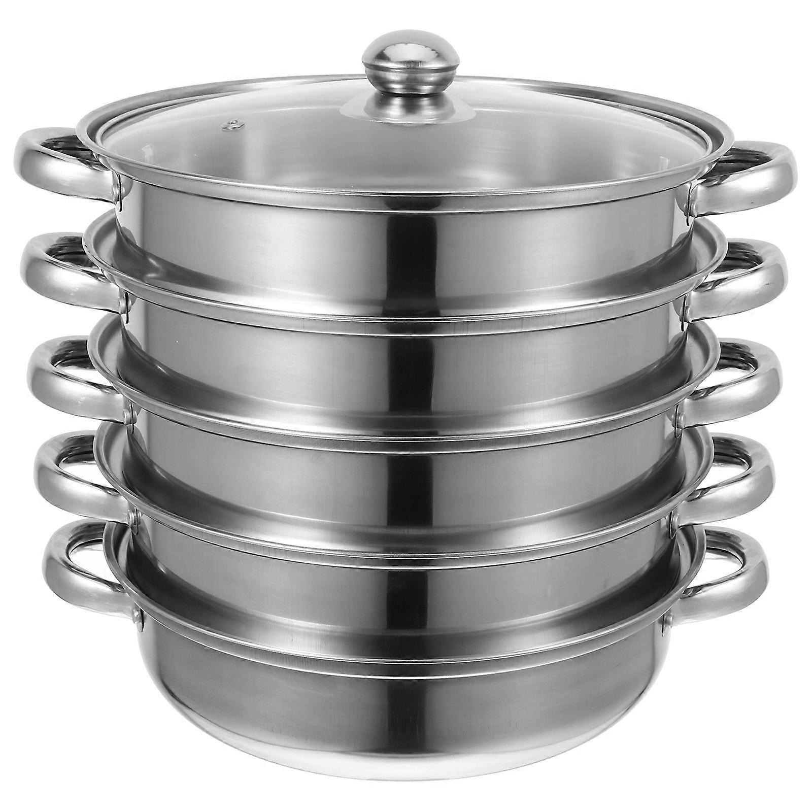 Stainless Steel Steamer Practical Soup Pot for Home Use Silver