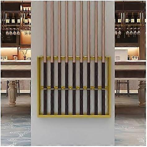 Queue Display Rack for Billiards Room - Wall-Mounted Metal Cue Holder with Double U-Channel, Portable, Gold, 50x6x50cm