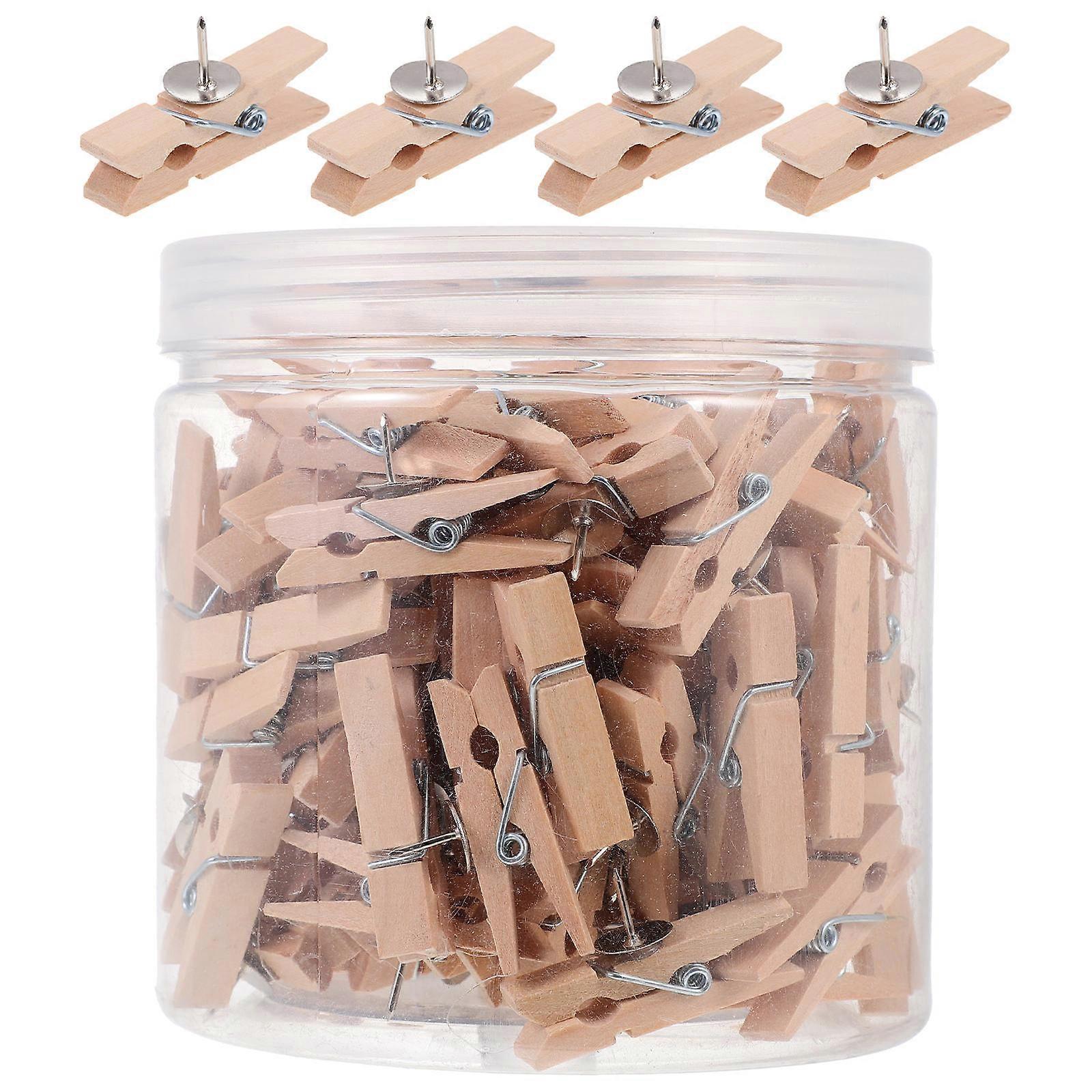 Decorative Wooden Push Pin Clips for Cork Boards, Multipurpose Thumbtack Clamps for Photos and Paper, Lightweight Sturdy with Smooth Edges for