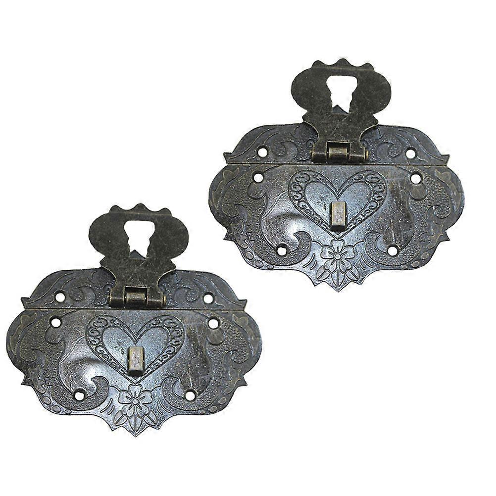 Secure Locking Latch Cabinet Box Lock Buckle Rectangular Shape Antique Style 7.6X5.7CM Lock 2Pcs