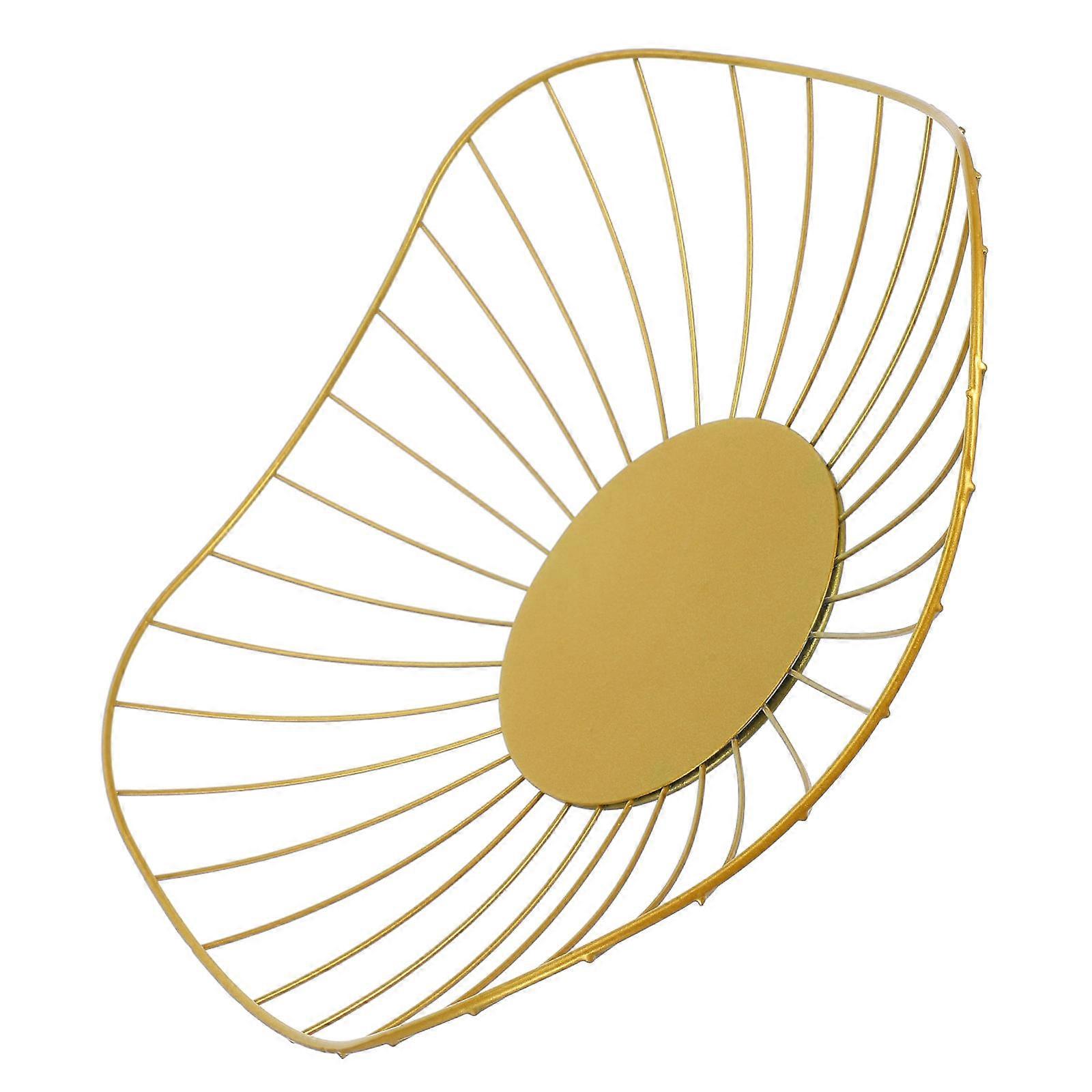 Wire Fruit Basket Serving Bowl with Leaf Design, Sturdy Iron Storage for Kitchen Counter, Holds Fruit & Household Items