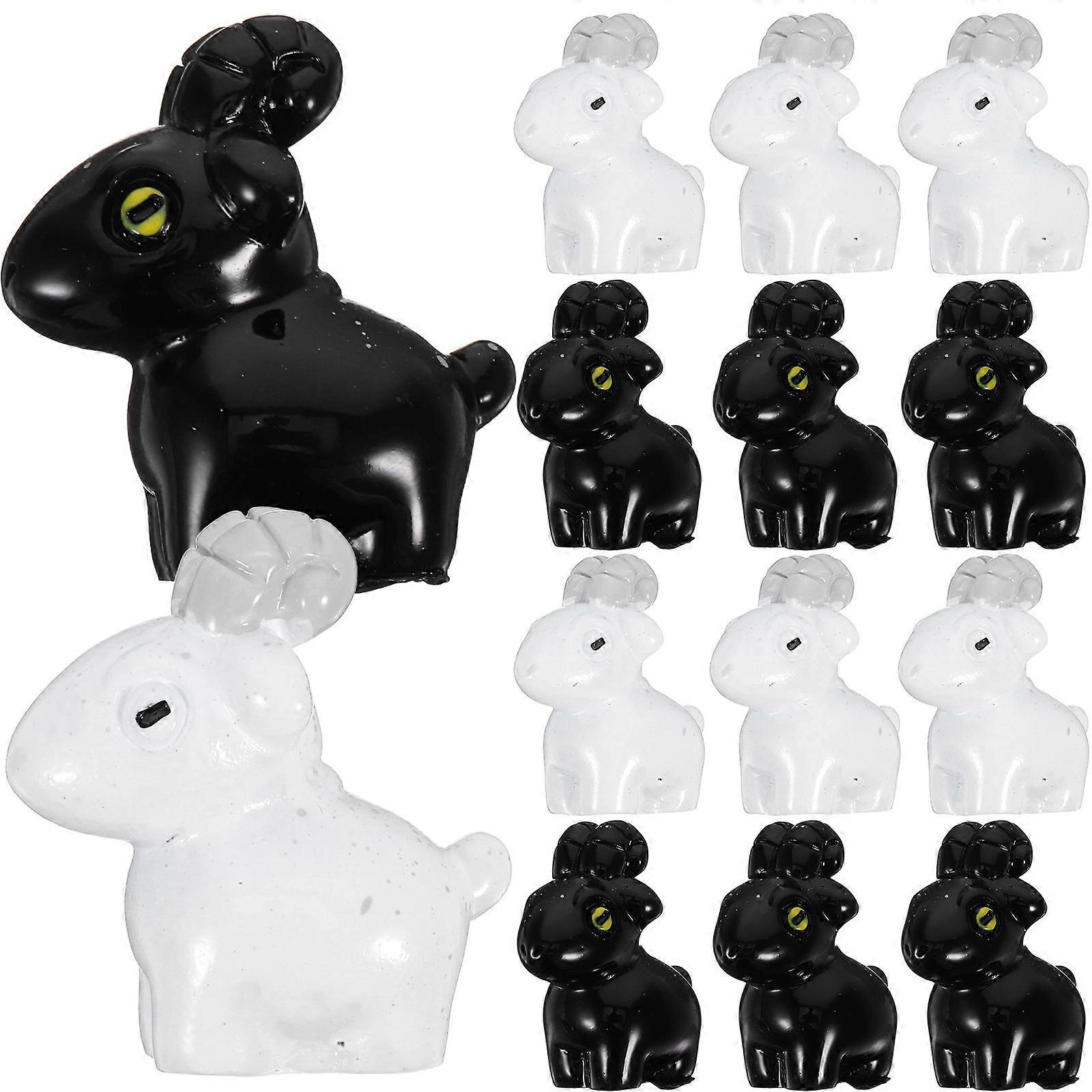 20pcs Mini Resin Sheep Figurines White Black Miniature Goat Statues for Dollhouse Micro Landscape Decor Tiny Animal Figures for Fairy Garden Aquarium