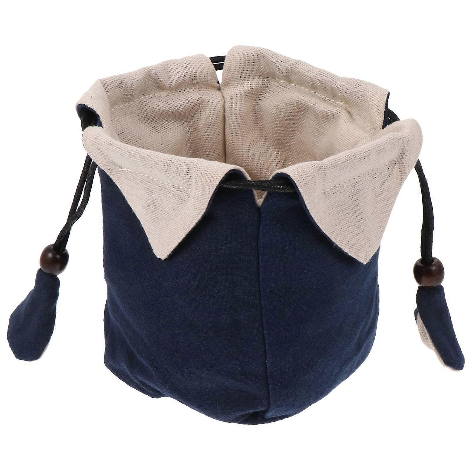 Storage Bag Drawstring Cotton Teaware Bag for Travel, Portable Tea Set Bag with Large Capacity, Durable Design, Black Color
