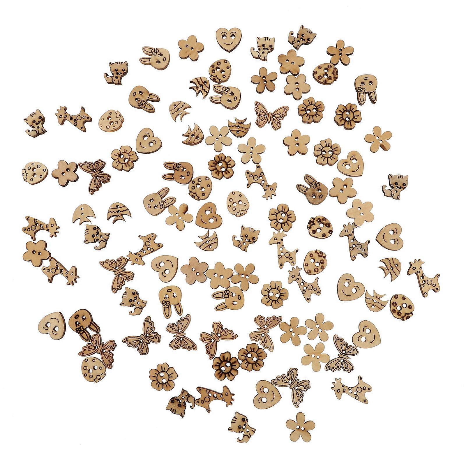 Handmade Wood Buttons Diverse Styles Diy Projects For Baby Clothes 1.8x1.8cm Square Shape 100Pcs