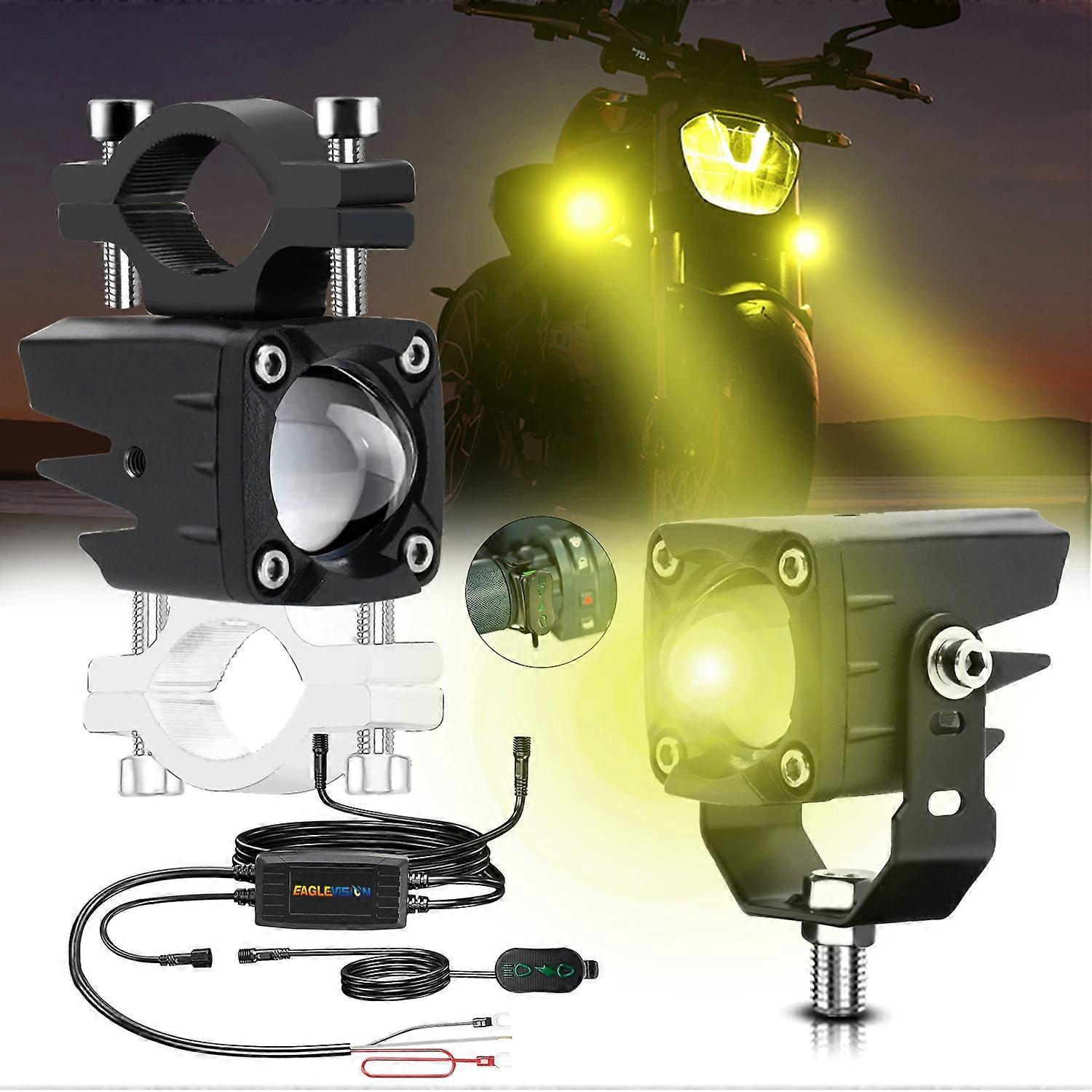 M1 Plus 2Pcs Motorcycle LED Spotlight Strobe Light for Motorcycle Electric Bike Devil Eye Headlight