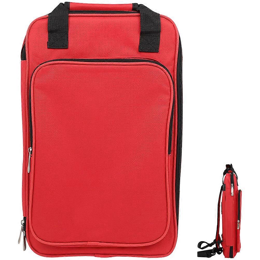 Percussion Stick Bag Drumstick Mallet Holder Musicians Performance Spacious Storage 45.5x28x4cm Red 1Pcs