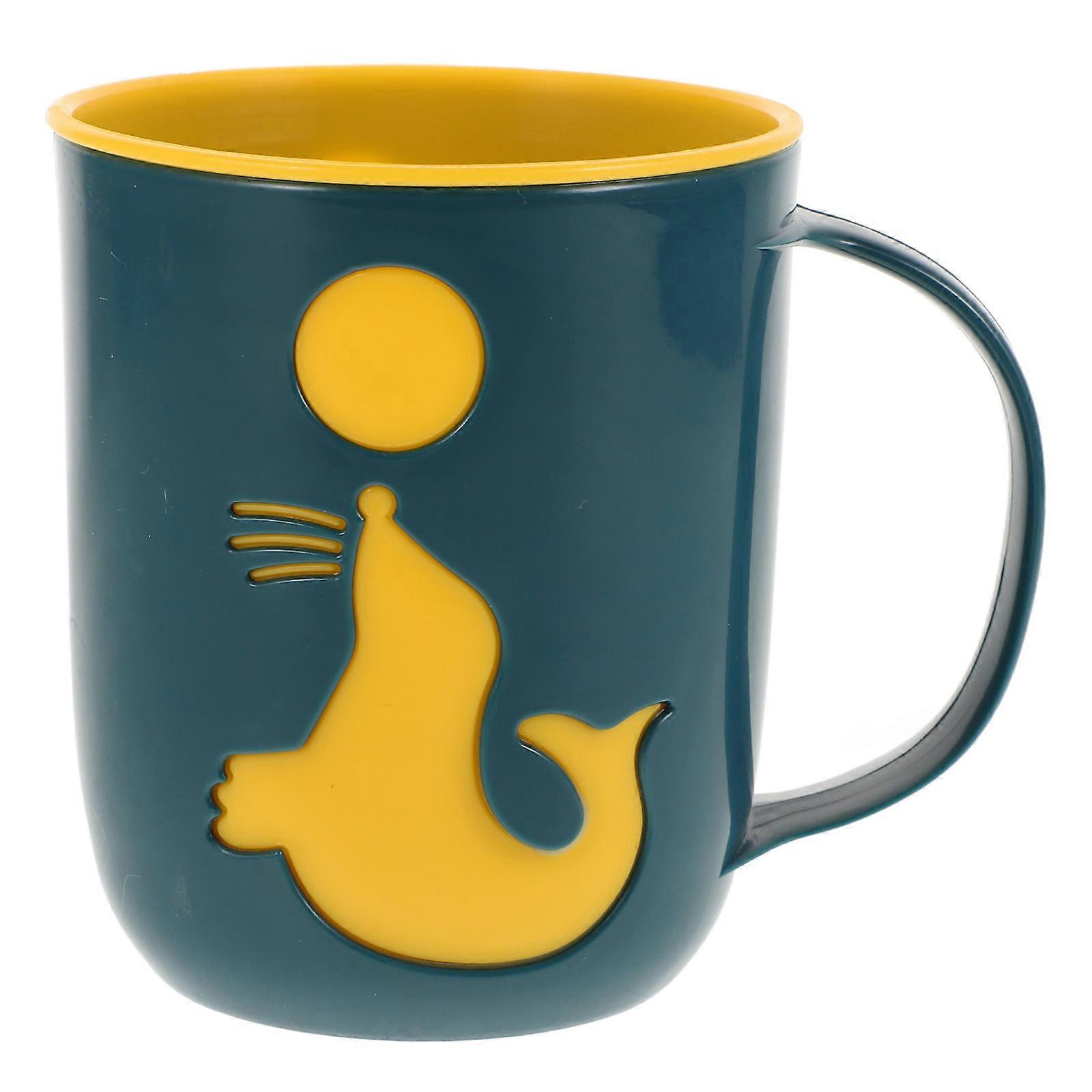 Cute Dolphin Toothbrush Cup Reusable Plastic Tooth Rinsing Mug for Bathroom, Travel & Home Use Easy to Clean, Safe Material