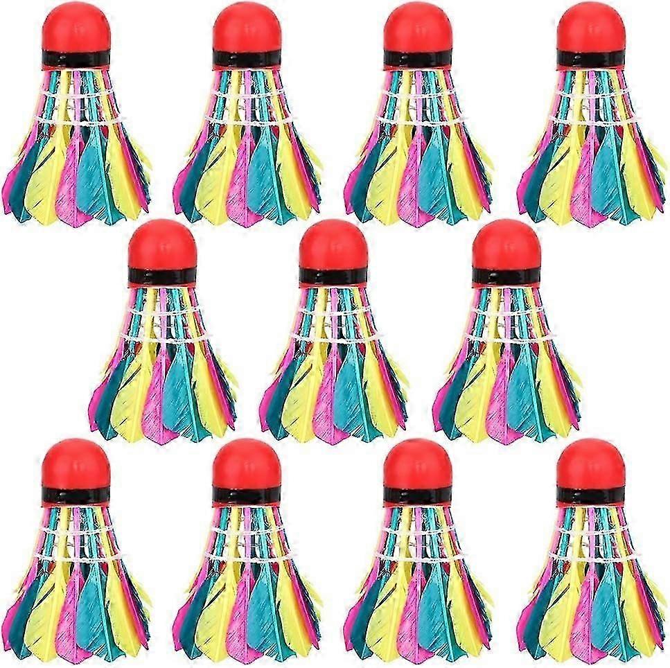 Shuttlecock, 11 Pieces Colorful High Speed Feather Badminton Balls for Training Exercise Gym
