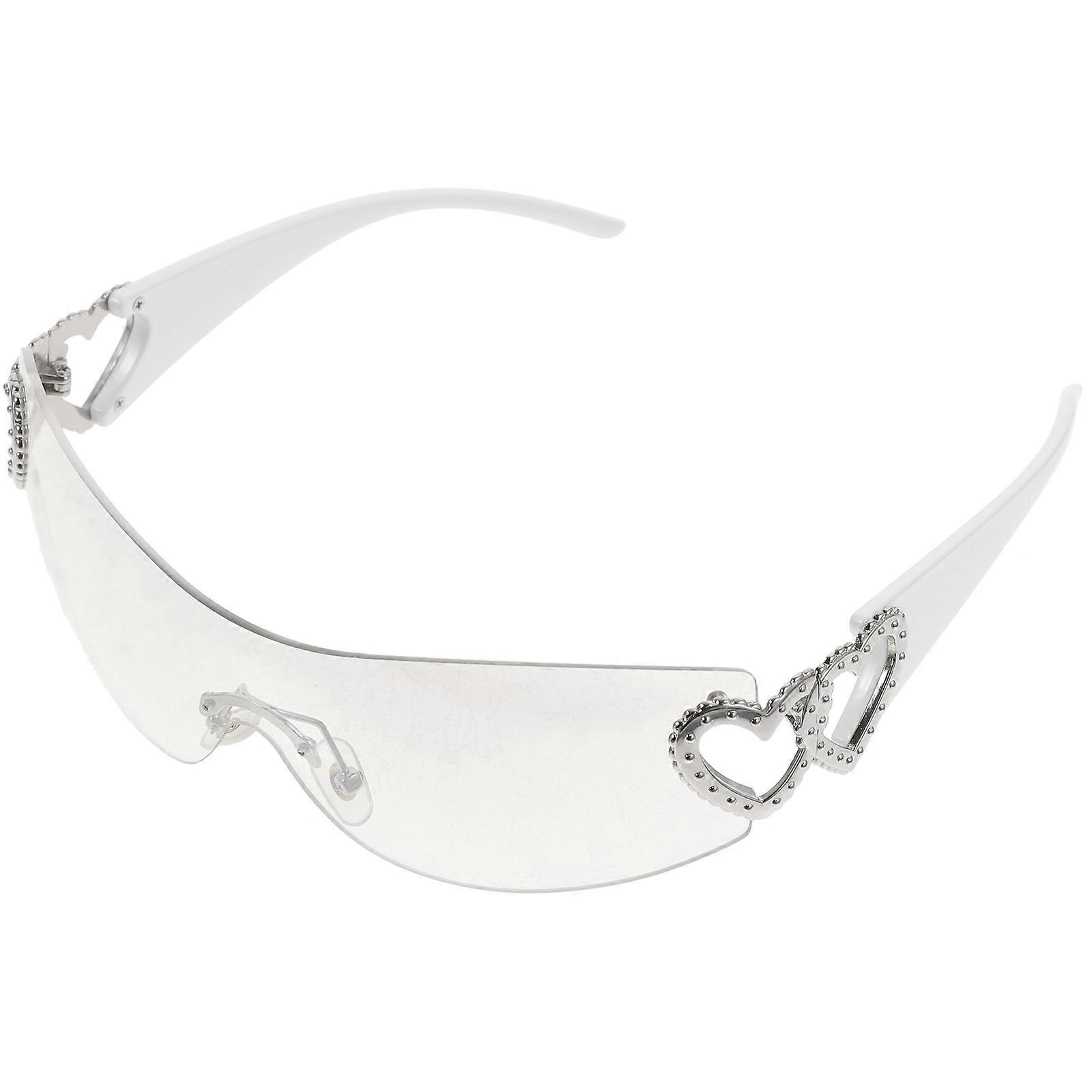 Frameless Heart Sunglasses Lightweight Unisex Eyewear with Hollow Design for Parties, Festivals and Casual Outings