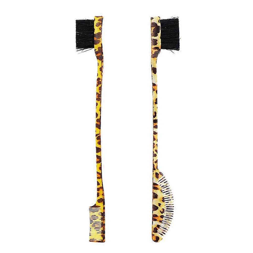 Leopard Print Double Ended Eyebrow Comb Brush for Women – Portable Makeup Accessory for Daily Grooming and Eye Makeup Enhancement