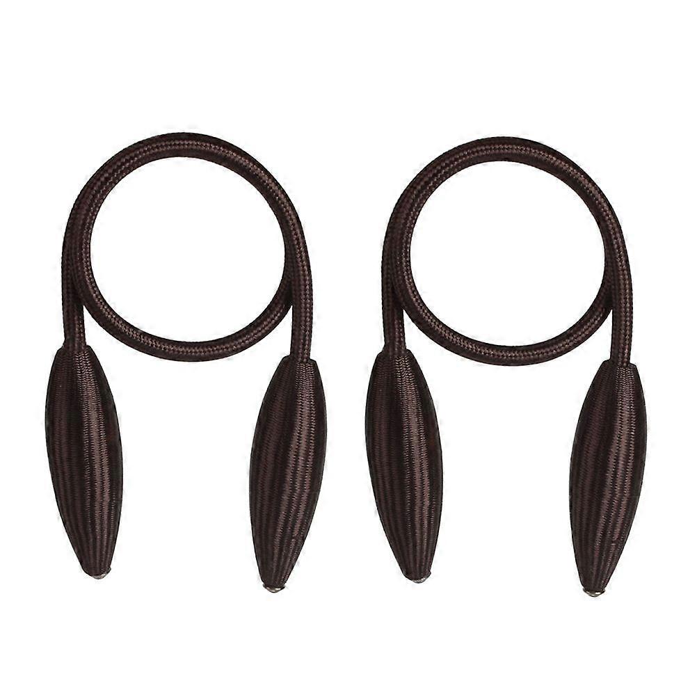 2 Pcs Twisted Magnetic Curtain Buckle Portable Punch-free Curtain Strap Simple Curtain Tiebacks (Brown)