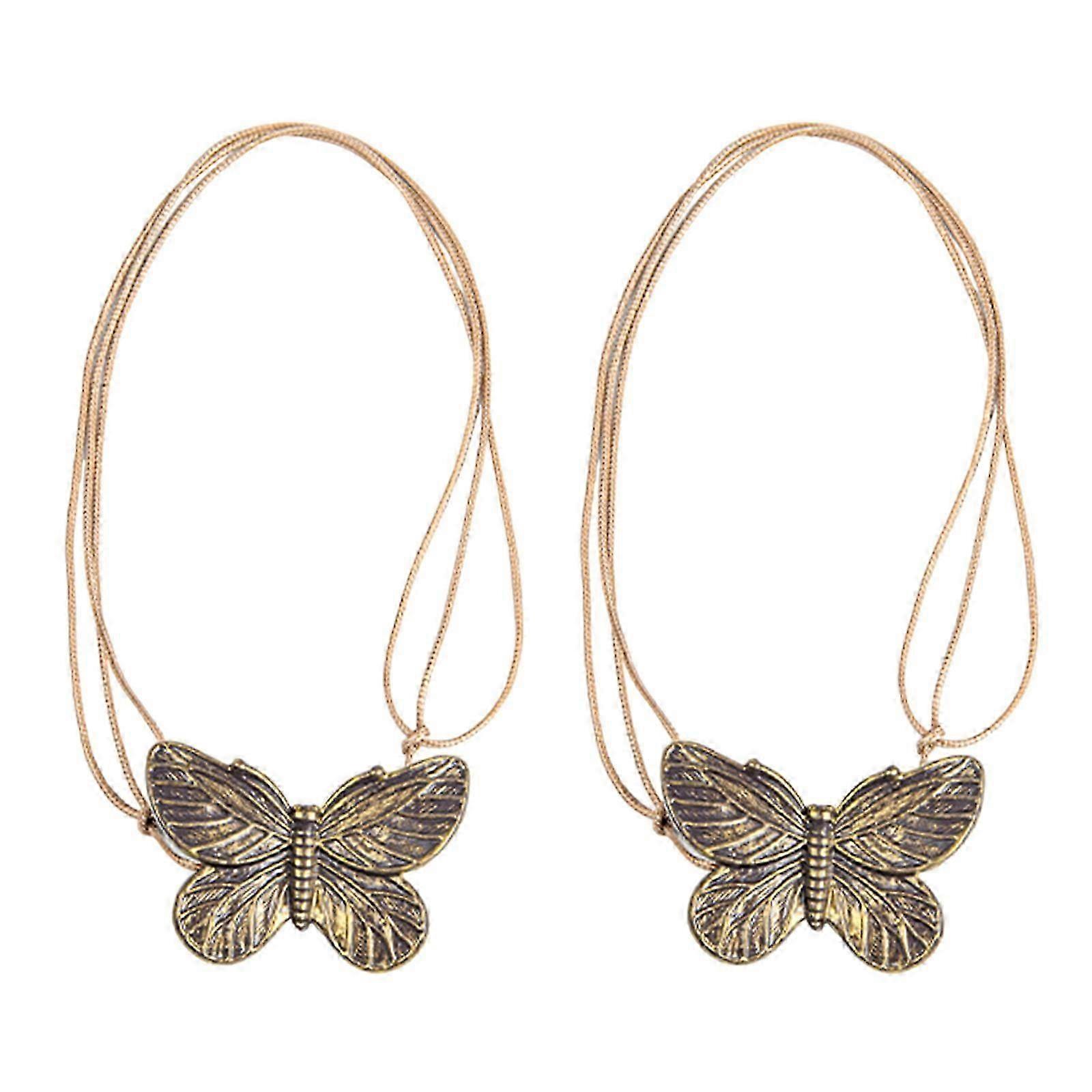 2Pcs Stylish Magnetic Butterfly Curtain Binders Tiebacks Drapery Holdbacks Window Drape Holders Buckles Binding Straps silver