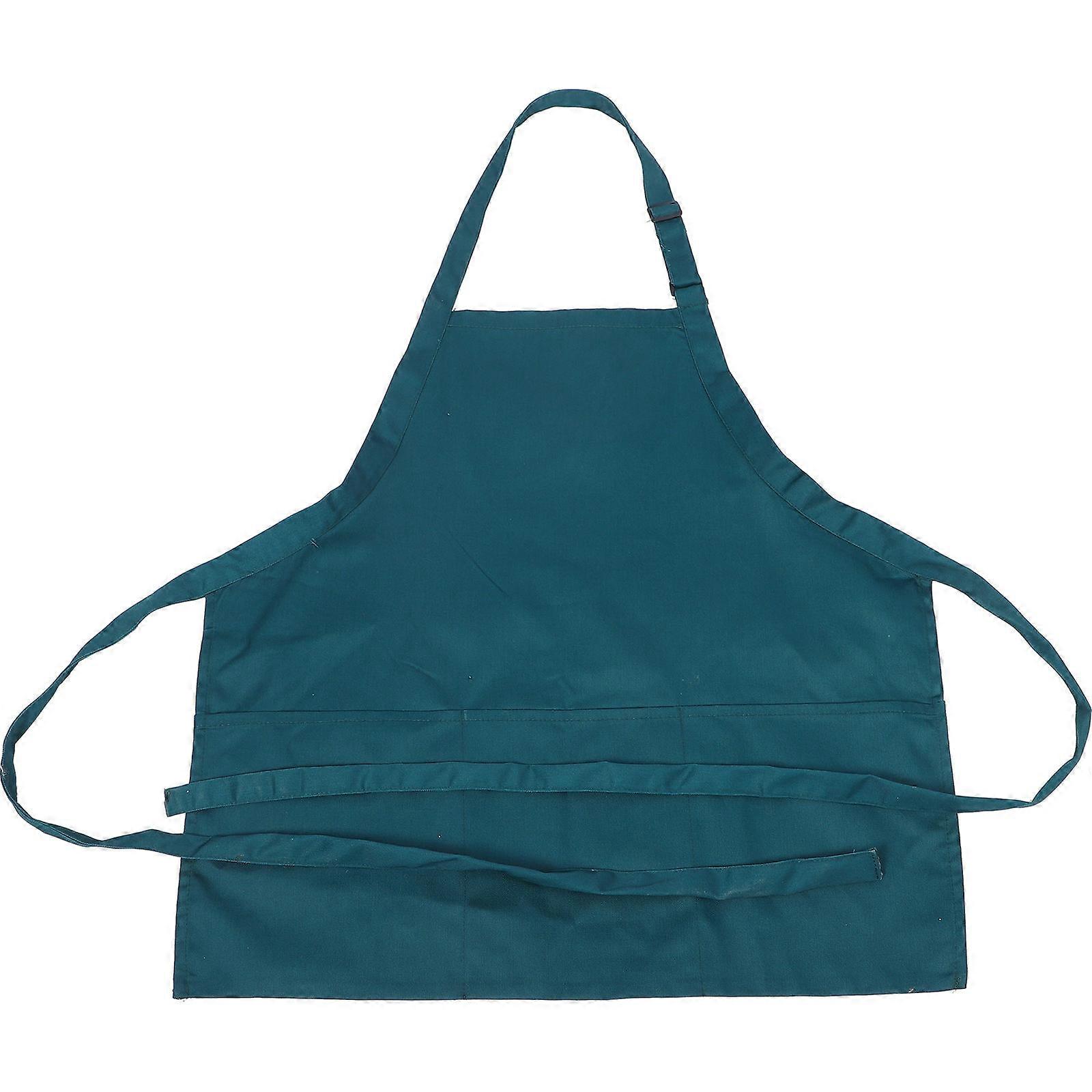 Workshop Apron For Grilling Use Dark Green Polyester Cotton Neck Strap Design 1Set