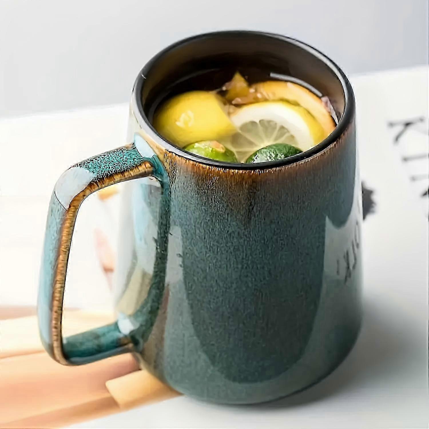 1pc, Extra Large Ceramics 24 oz Green Coffee Mugs, Featuring a Large Handle Design, Safe for Microwave and Dishwasher Use, Ideal for Tea and