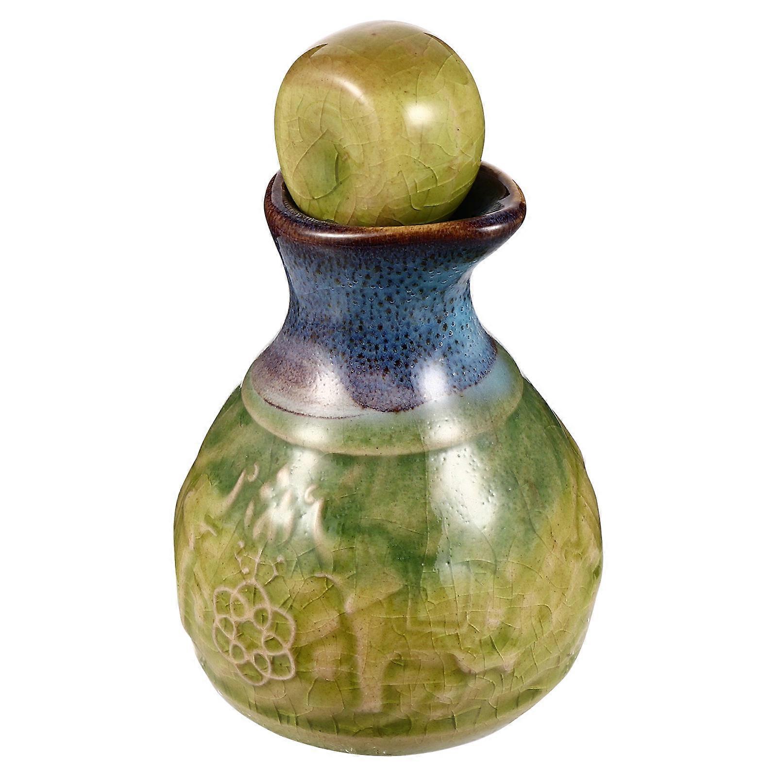 1 Set Ceramic Perfume Bottle with Wide Mouth Elegant Green Liquid Container for Aromatherapy & Fragrance Storage