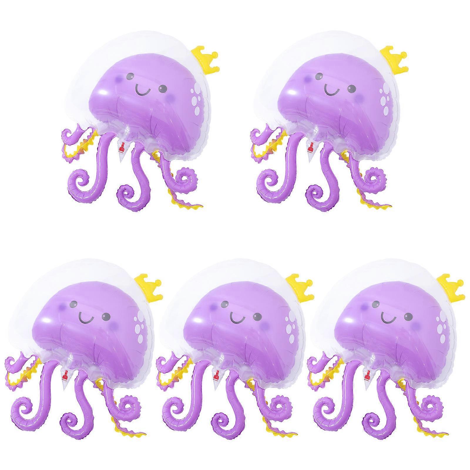 Sea Animal Decoration Jellyfish Balloon Sea-Themed Event Double-Layer Bubble Design Purple 93.00X73.00X0.10CM 5Pack