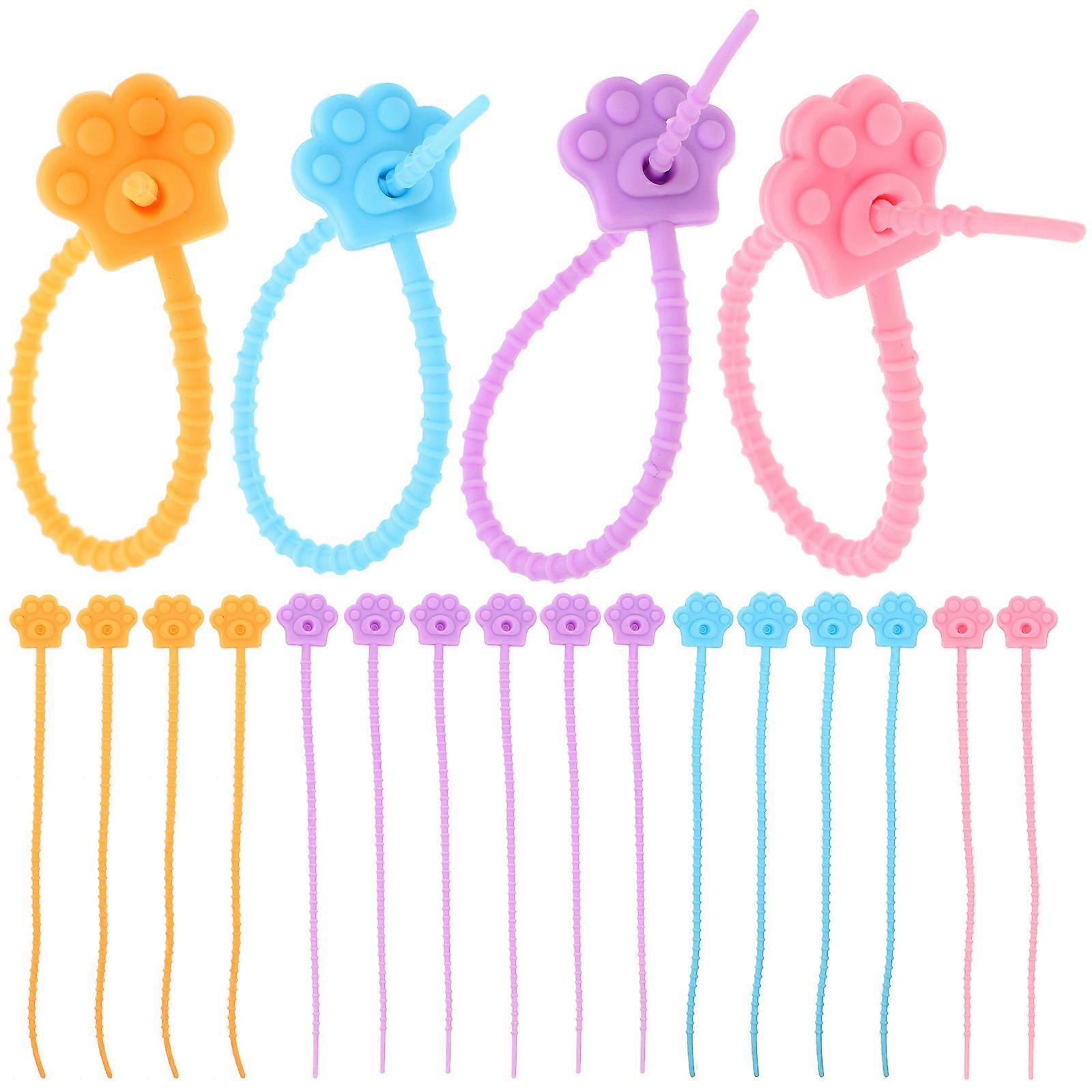 Silicone Cable Straps Cat Paw Shape Cable Zip Tie Insulation Cable Management Strap For Office Use 20Pcs