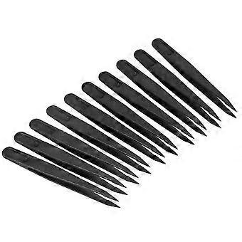 10 Pcs Black Plastic Tip Head Anti Static Tweezer 12cm Length