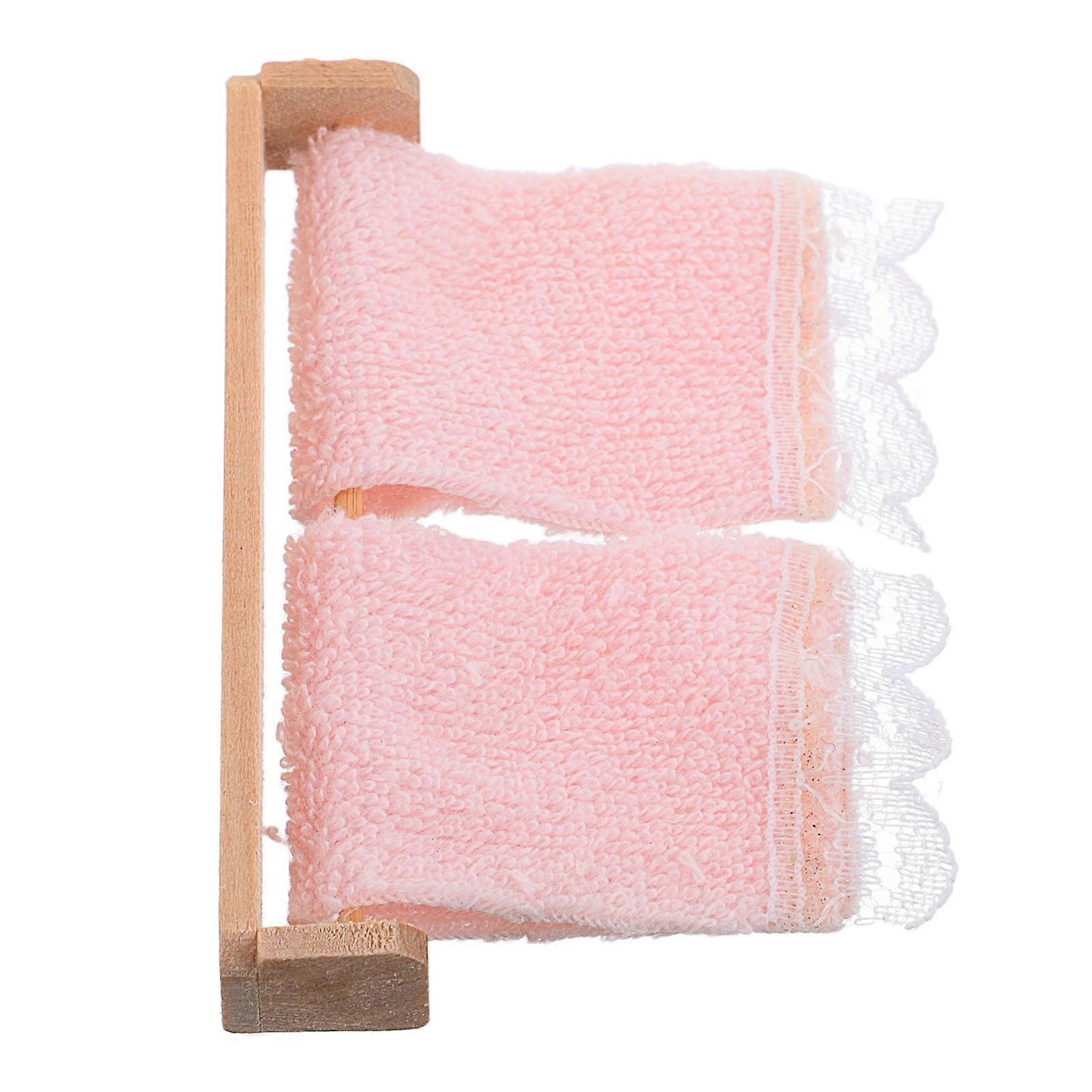 Mini Towel Rack Dollhouse Bathroom Accessories For Collectors Rectangular Shape Wooden Material 1Set