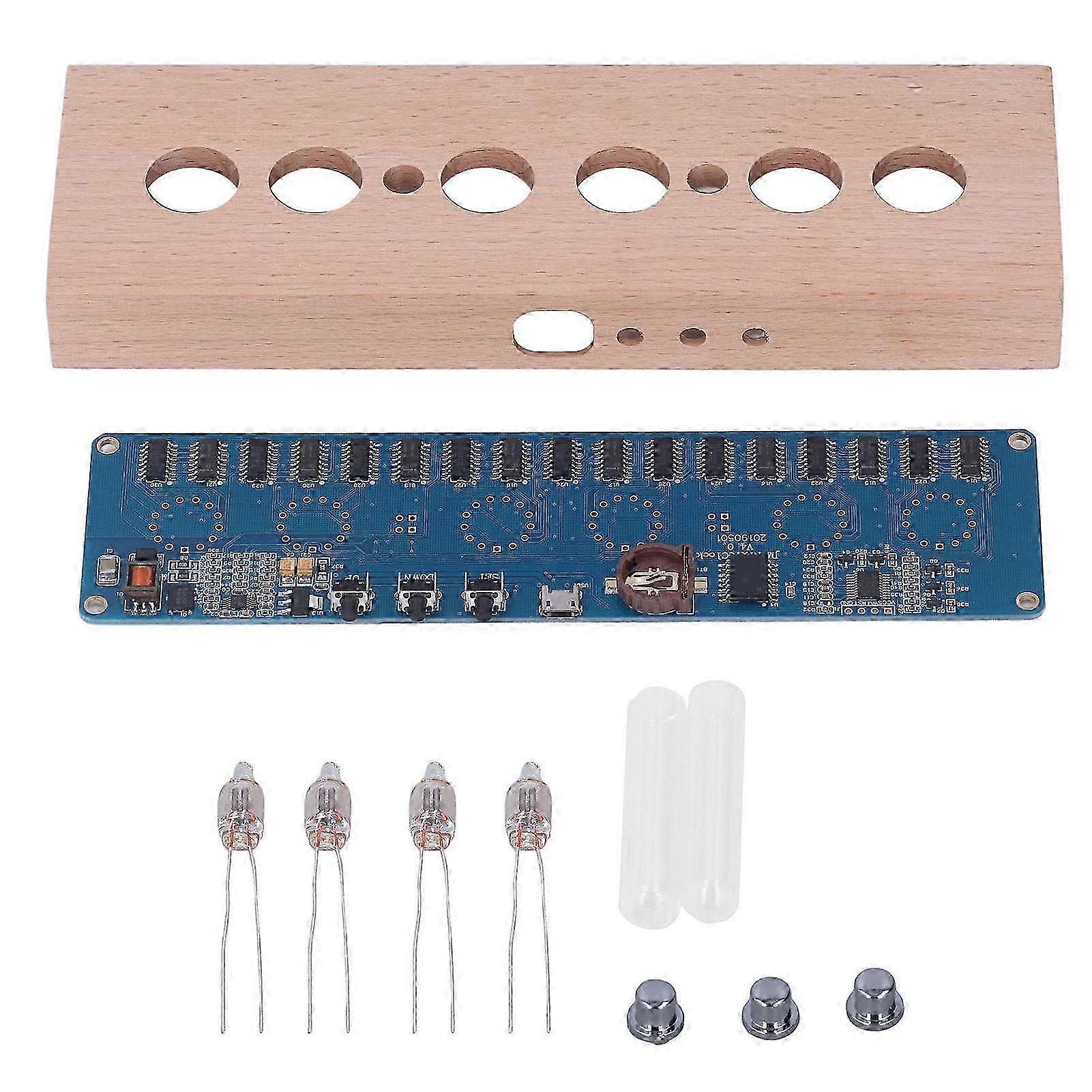 DIY Glow Tube Clock Kit with Beech Wood Shell Module and USB 5V Interface