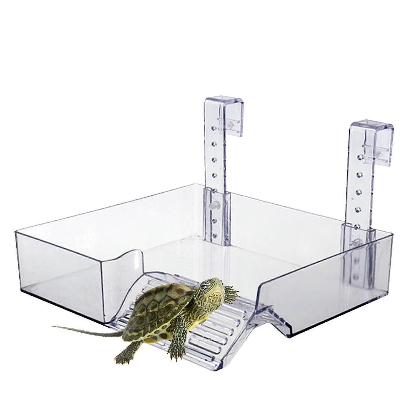 Schildkrötenrampe Höhenverstellbar Abnehmbar mit Sonnenplattform für Terrapins Frösche Kletterbühne Unterschlupfhaus