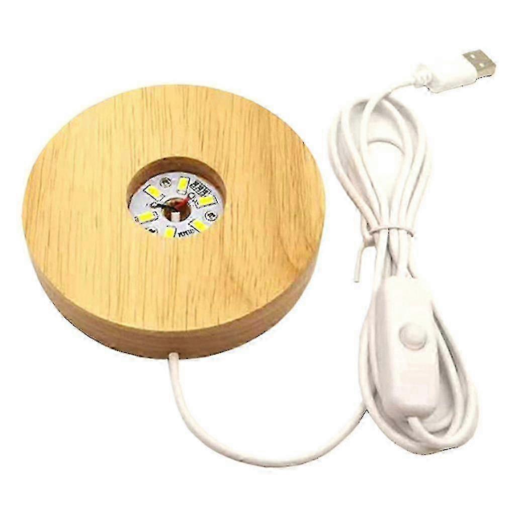 Wooden Round LED Light Base Display Stand Lamp for Crystal Balls