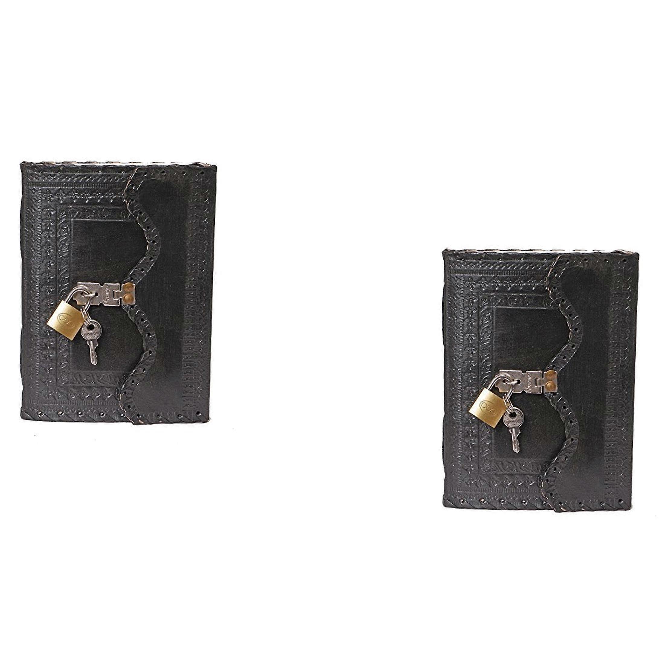 Pack of 2 Leather Diary Journal With Lock Notepad Writing Book With Lock And Key Handmade
