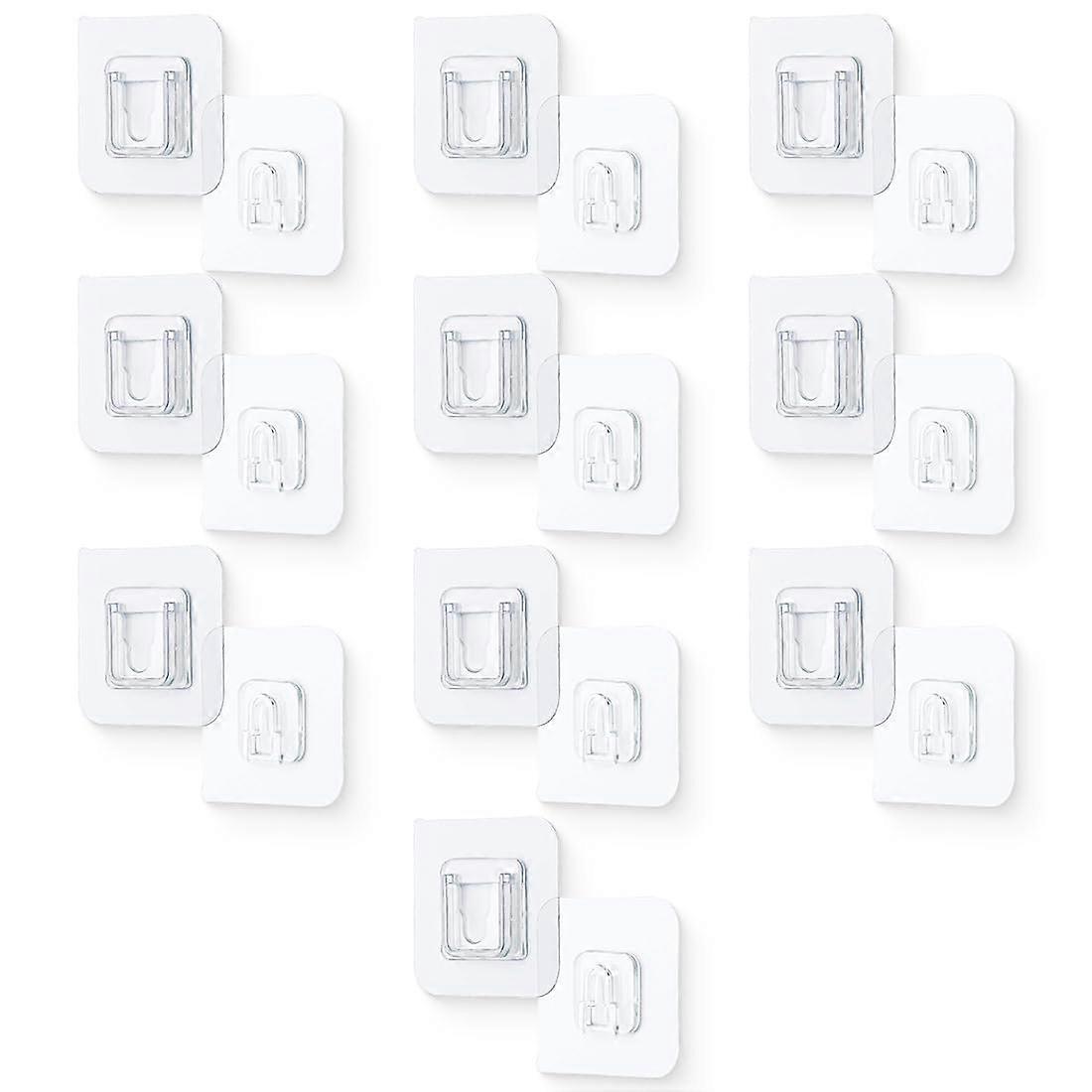 Adhesive Hooks 10 Pairs Non-Punched Wall Hooks 6x6 cm Snap Fasteners Non-Marking Socket Attachments