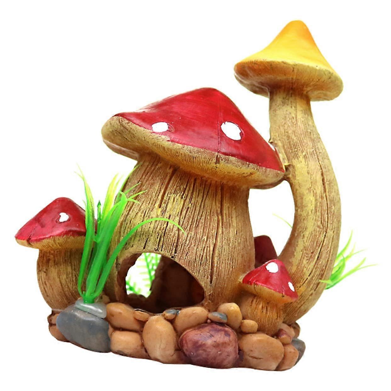 Mushroom House Aquarium Decoration Hiding Cave for Fish and Reptiles, Durable, Creative, Flexible Design, Non-Fading