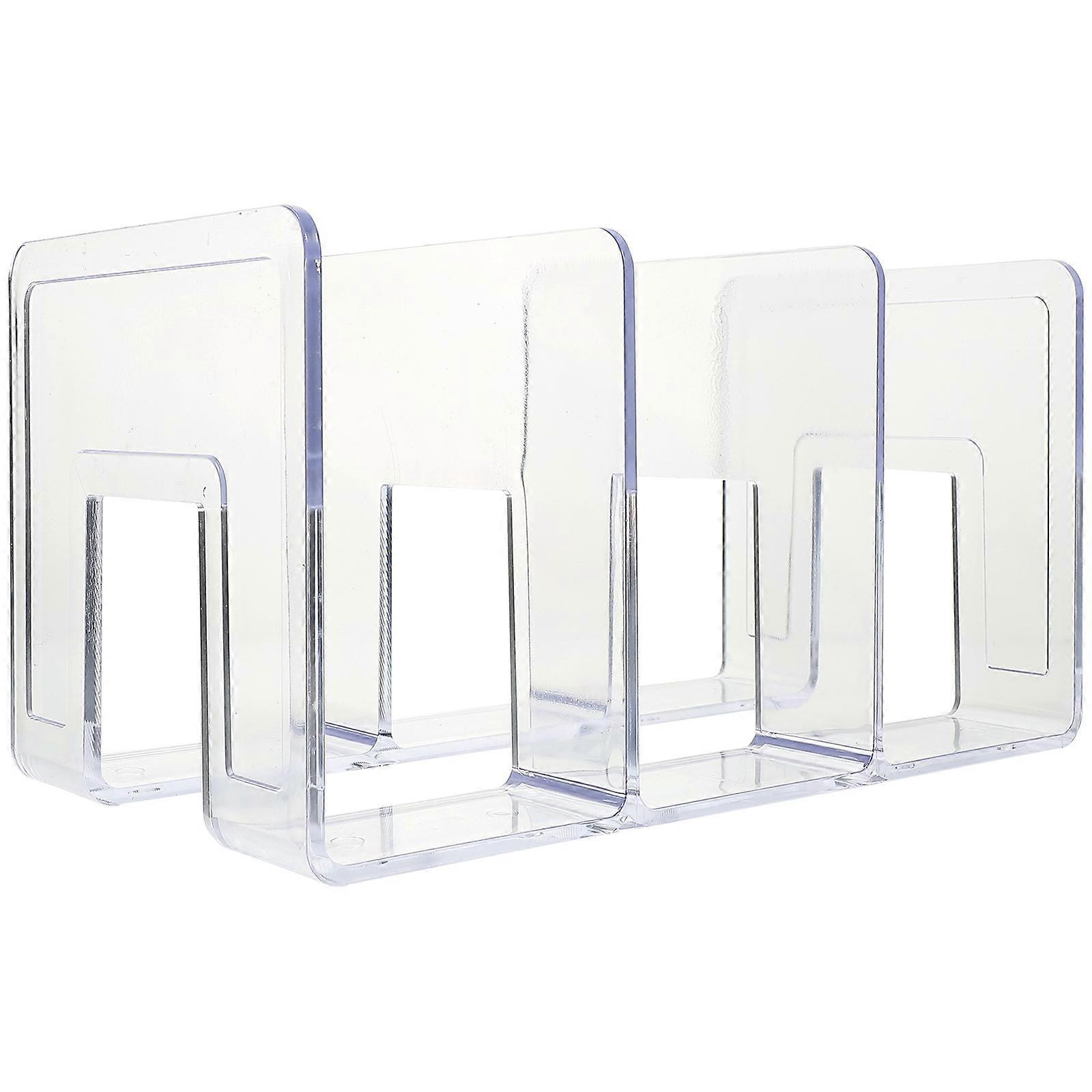 Transparent Acrylic Bookend Organizer with Stable Base – Multi Use File Holder for Home Office, Library & Study Room – Clear Design for Easy Book